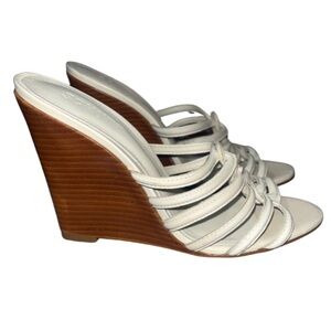 NWOB Schutz Octavia Leather Wedge Sandals - Pearl - Size 7B